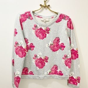 Loft Cotton Floral Sweatshirt Size Medium